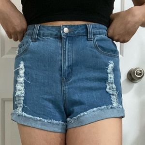 Distressed Blue Jean Shorts!